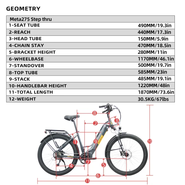 META-275 Grey Step Thru Specs