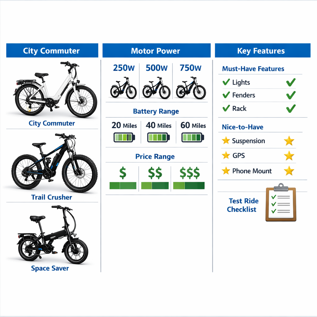 E-bike buying tips comparison chart for first-time buyers