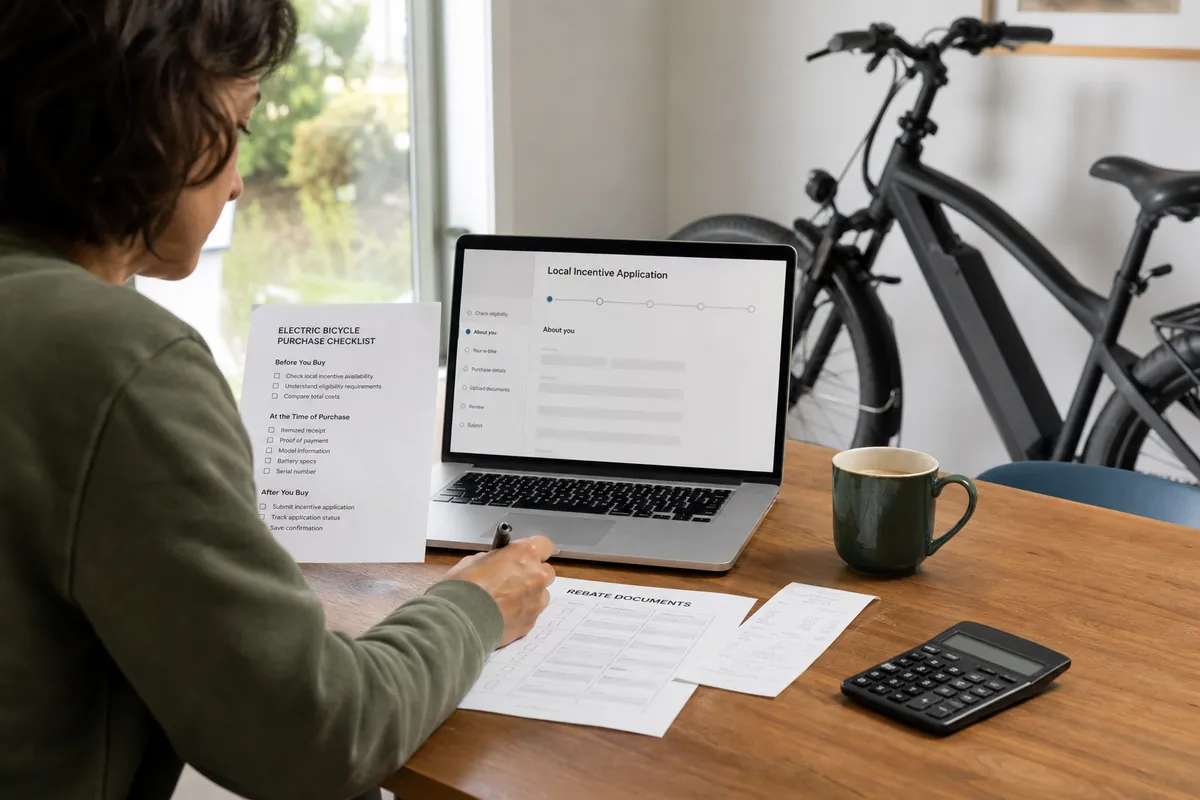 Ebike rebate guide paperwork and electric bike savings checklist