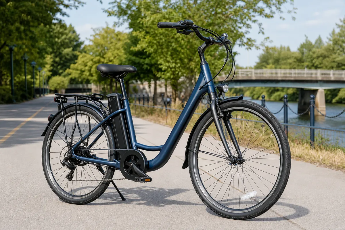 Beginner-friendly ebike on a paved path for first-time riders